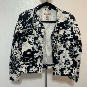 🌹Patrick Christopher Open Front black/white floral Blazer jacket 🌹